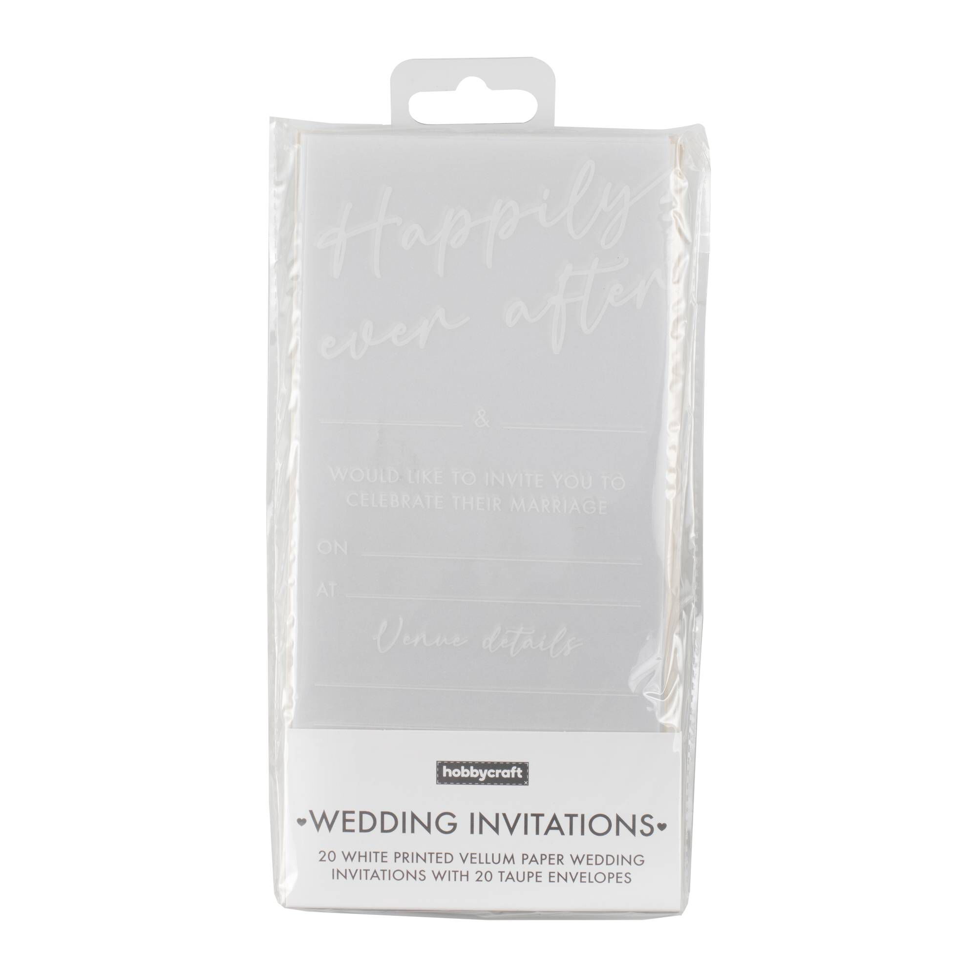 White Vellum Wedding Invitations 20 Pack Hobbycraft